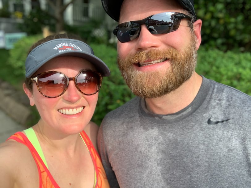 husband and wife running together
