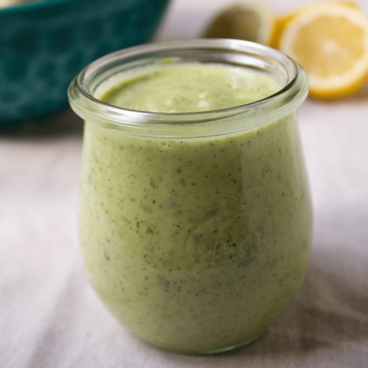 5-Min Creamy Vegan Green Goddess Dressing with Cauliflower