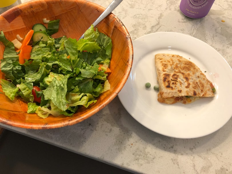 salad and a quesadilla