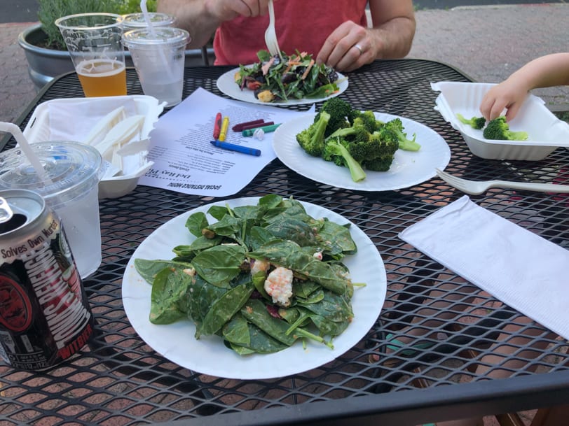 salad outside at del ray pizza