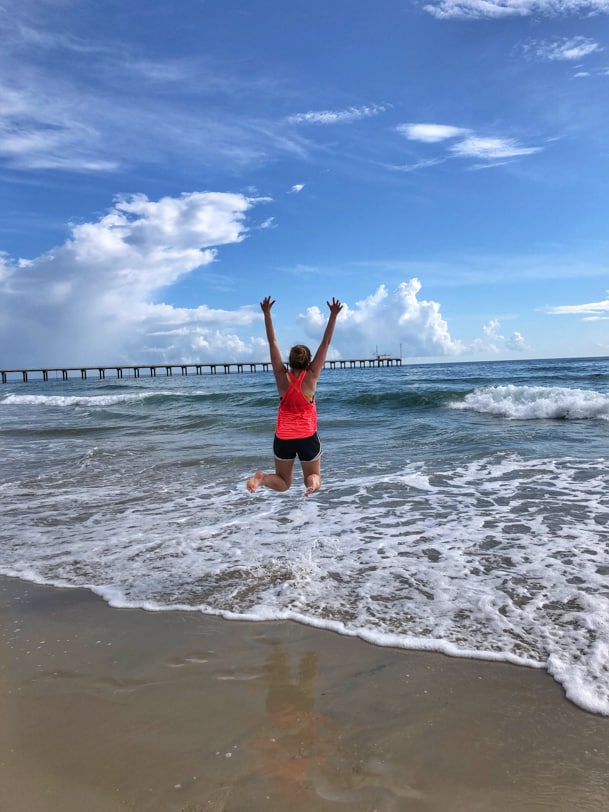 jumping above the ocean