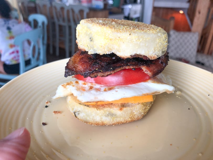 biscuit with bacon egg tomato cheese