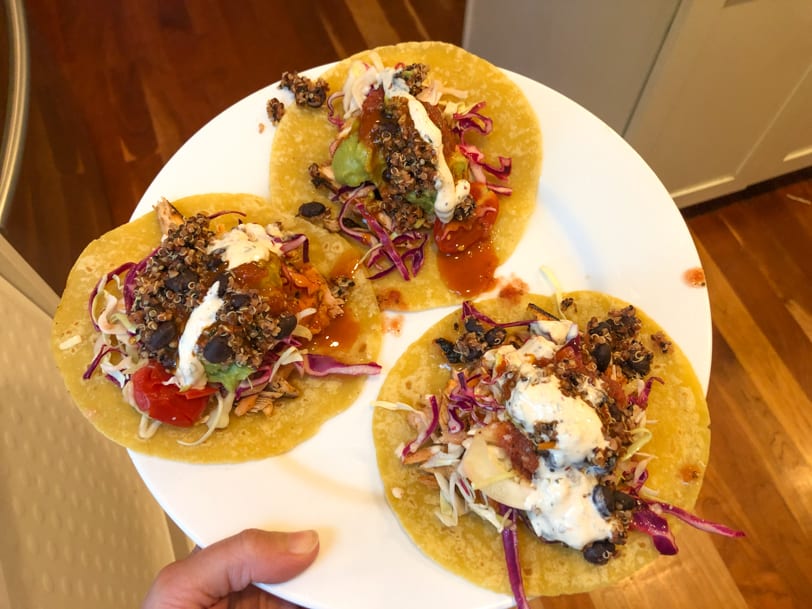 salmon and black bean tacos