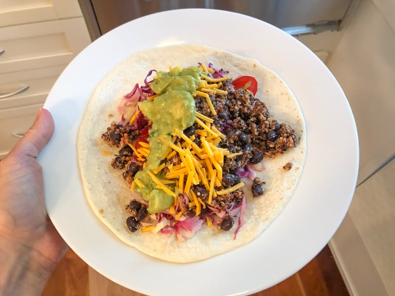 leftover taco filling in a burrito
