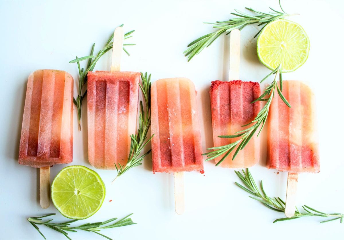 watermelon rosemary popsicles with lime