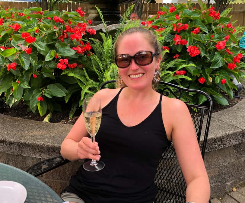 relaxing with some champagne