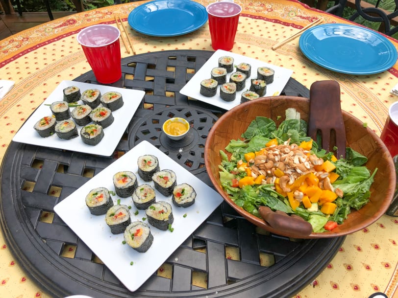 sushi and salad dinner