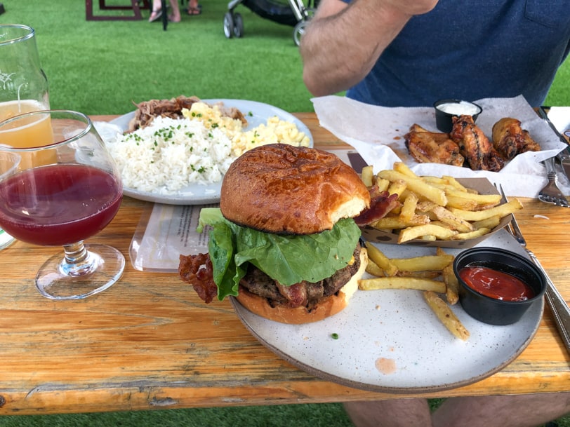 burger and fries at back porch del ray