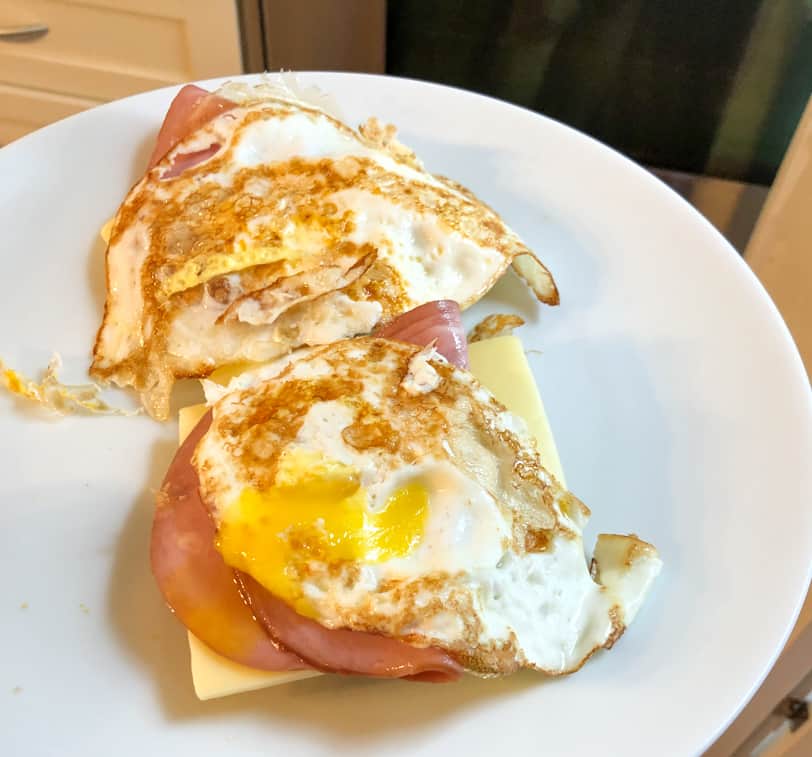 ham egg and cheese on an english muffin