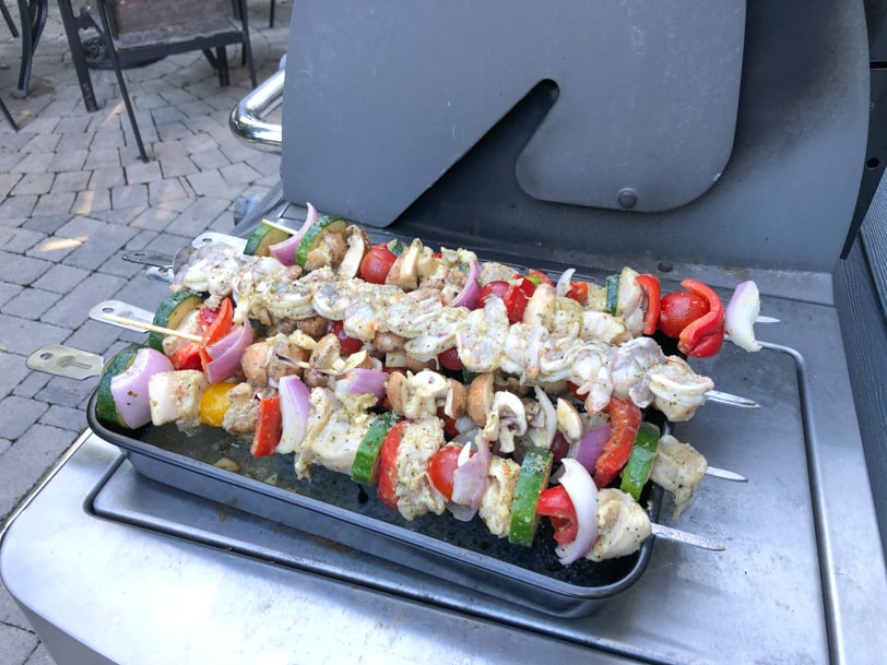 colorful kabobs on the grill