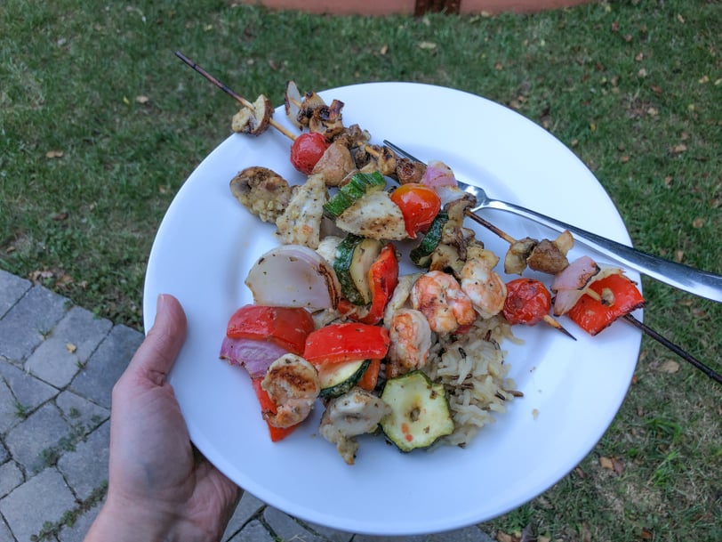 kabobs and rice 