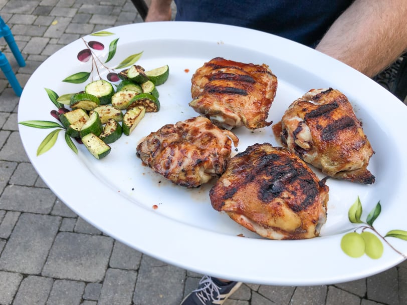 watermelon glazed chicken with grilled zucchini
