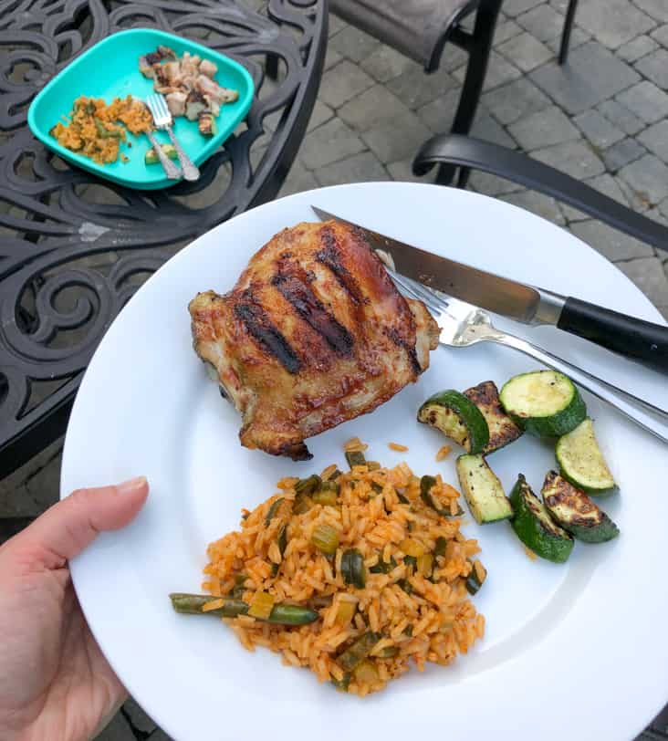 grilled chicken with rice and zucchini