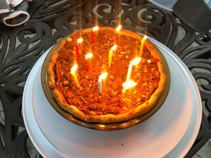 birthday candles in apple pie