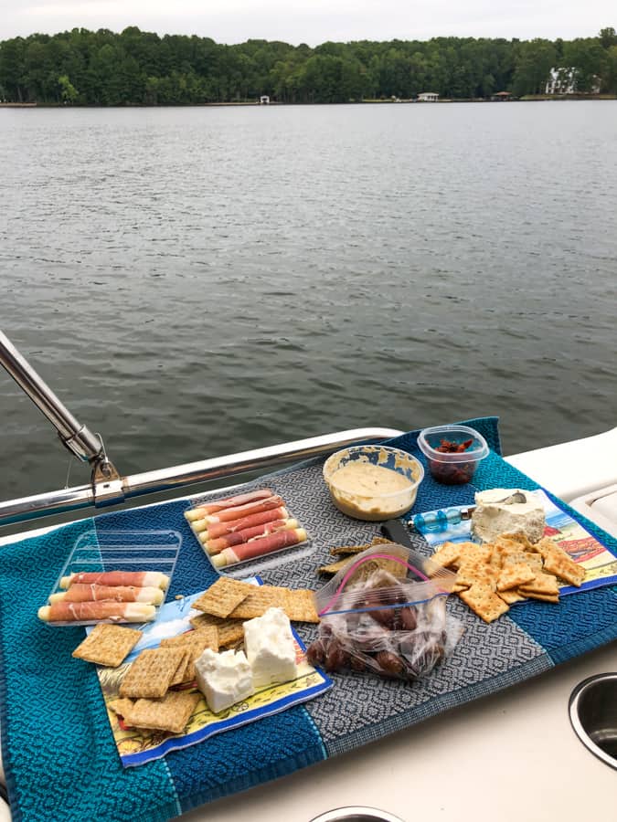 appetizer spread on a boat