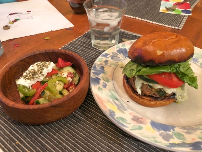 greek turkey burgers with greek side salad