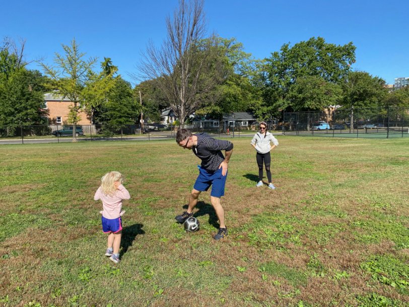 toddler playing soccer