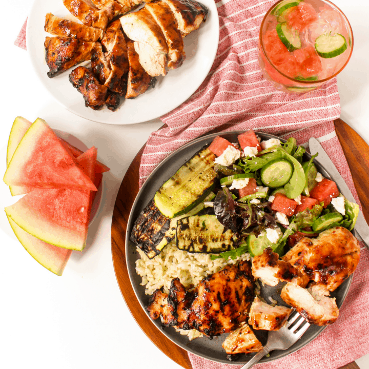 Watermelon Lime Glazed Grilled Chicken with Balsamic