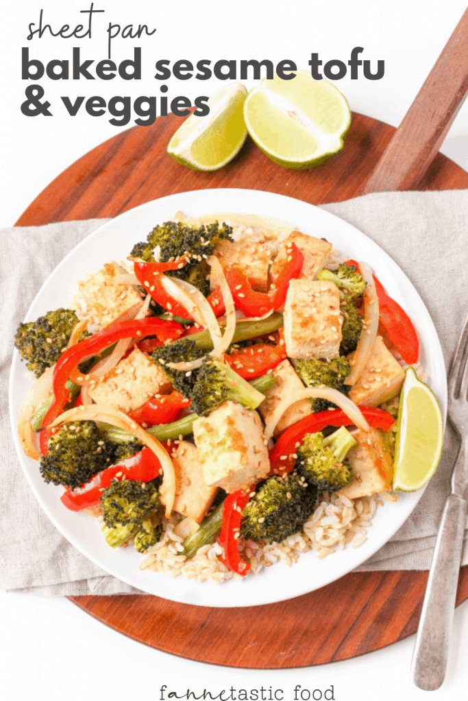 sheet pan tofu dinner: baked sesame tofu and veggies