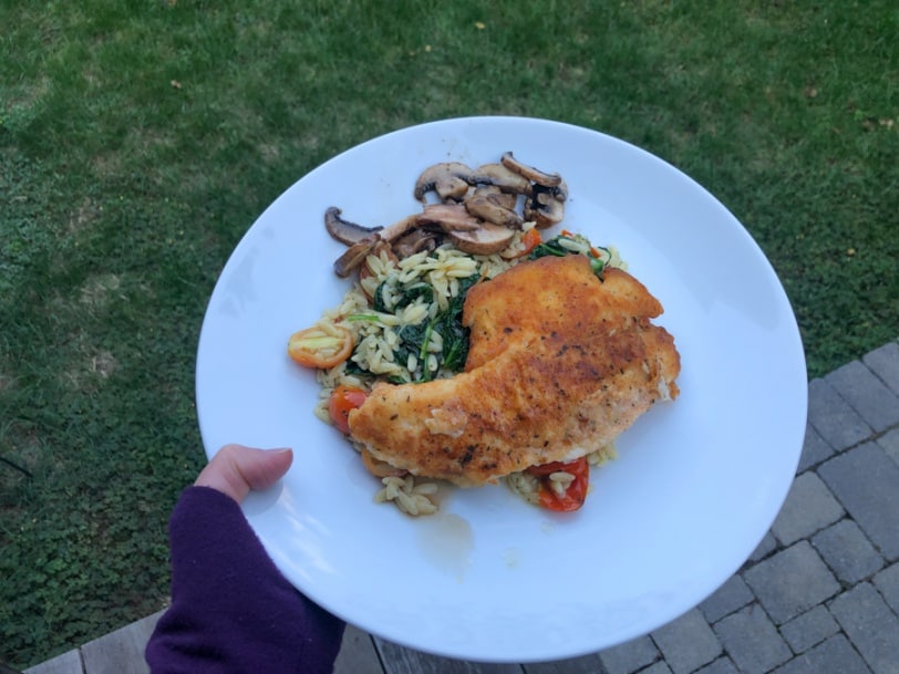 tilapia with orzo and spinach
