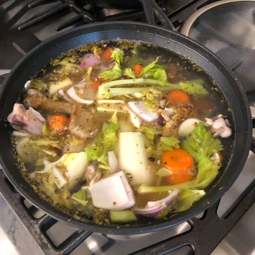 making chicken bone broth