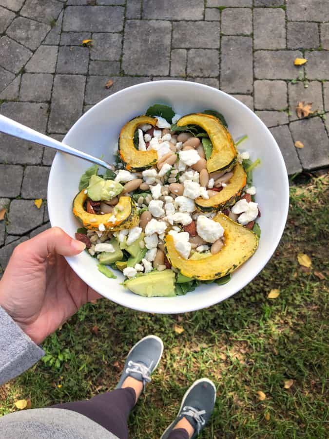 roasted squash and bean grain bowl