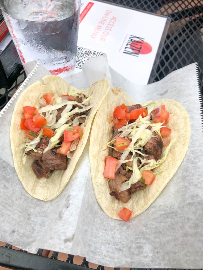 steak tacos at kaizen del ray