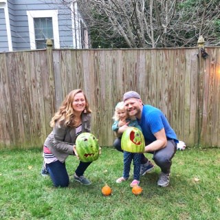 with carved watermelons