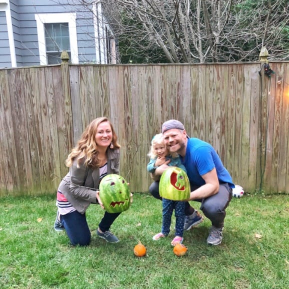 with carved watermelons
