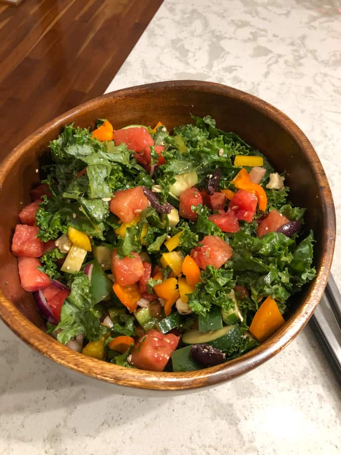 watermelon kale greek salad