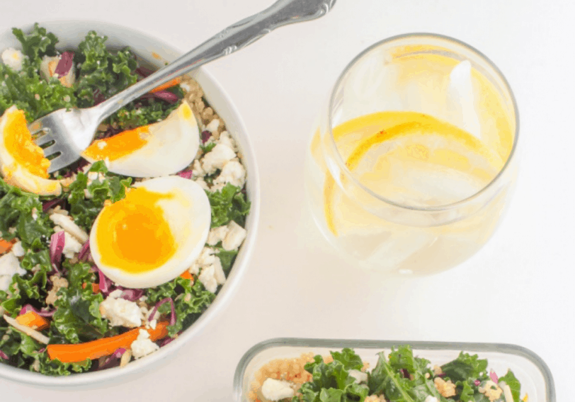 quinoa salad with soft-boiled eggs