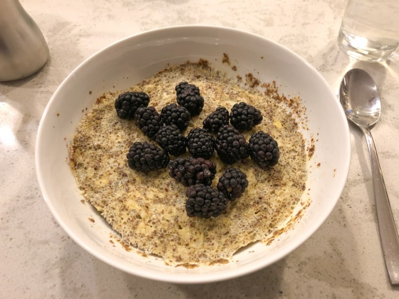 flour free breakfast pancake with blackberries