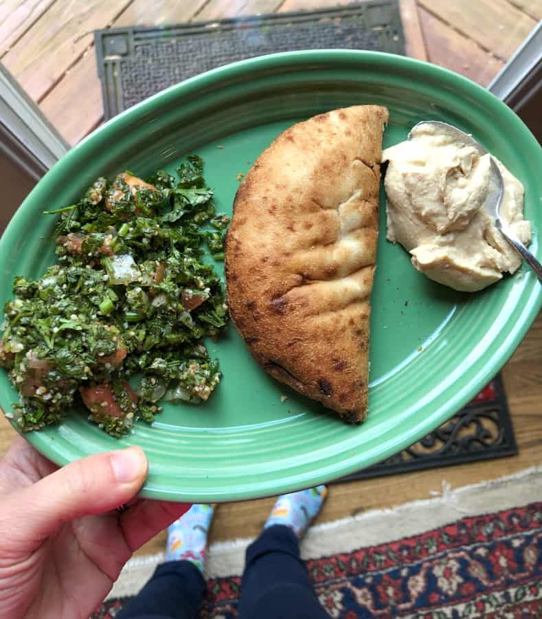 pita with hummus and tabouleh