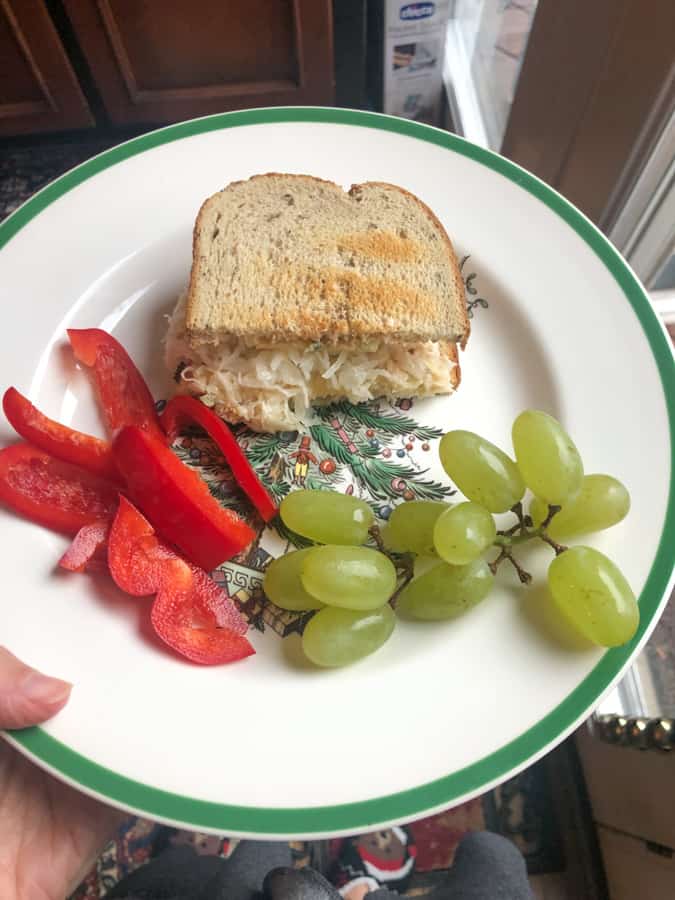 turkey reuben with grapes and red pepper