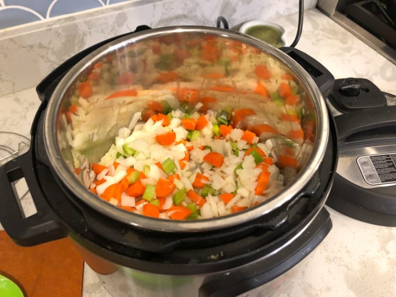 veggies sautéing in instant pot