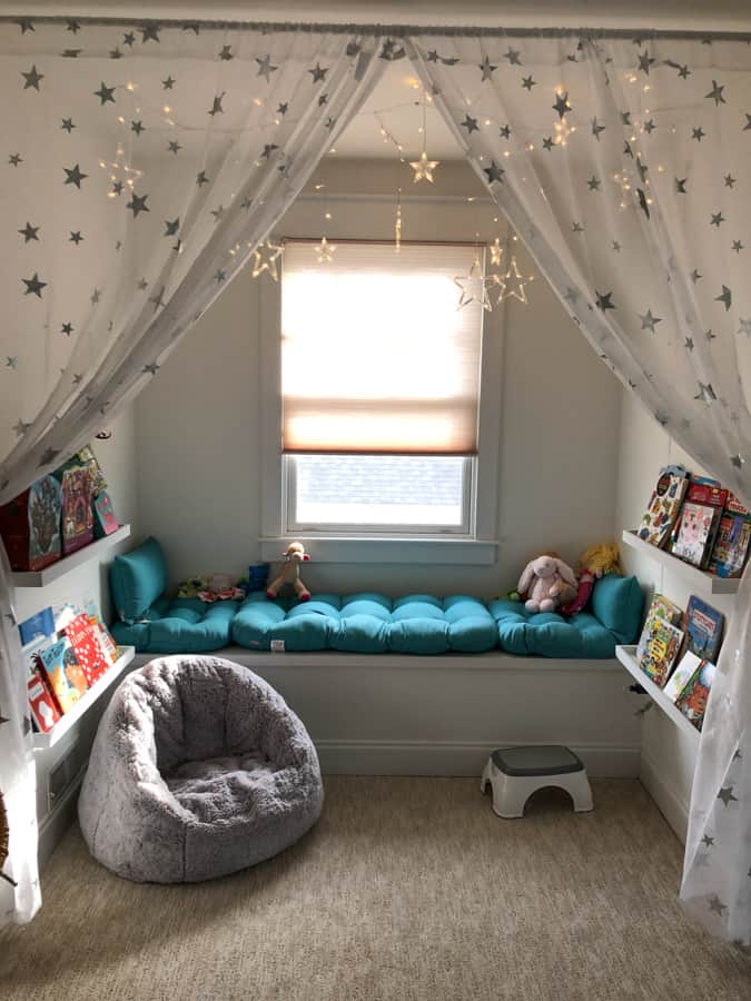 cozy reading nook for toddler