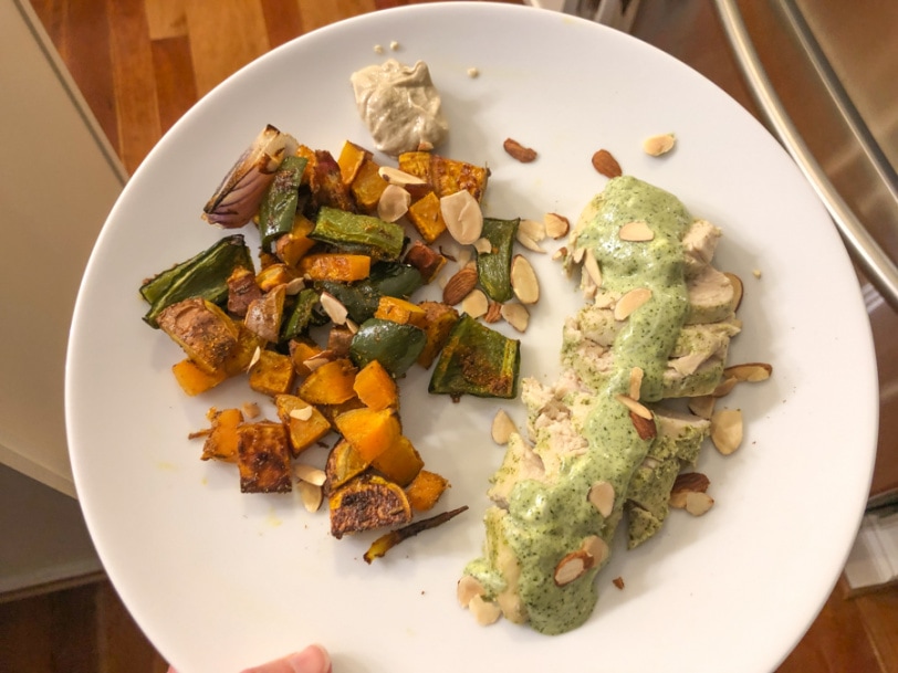 shawarma veggies with cilantro chicken
