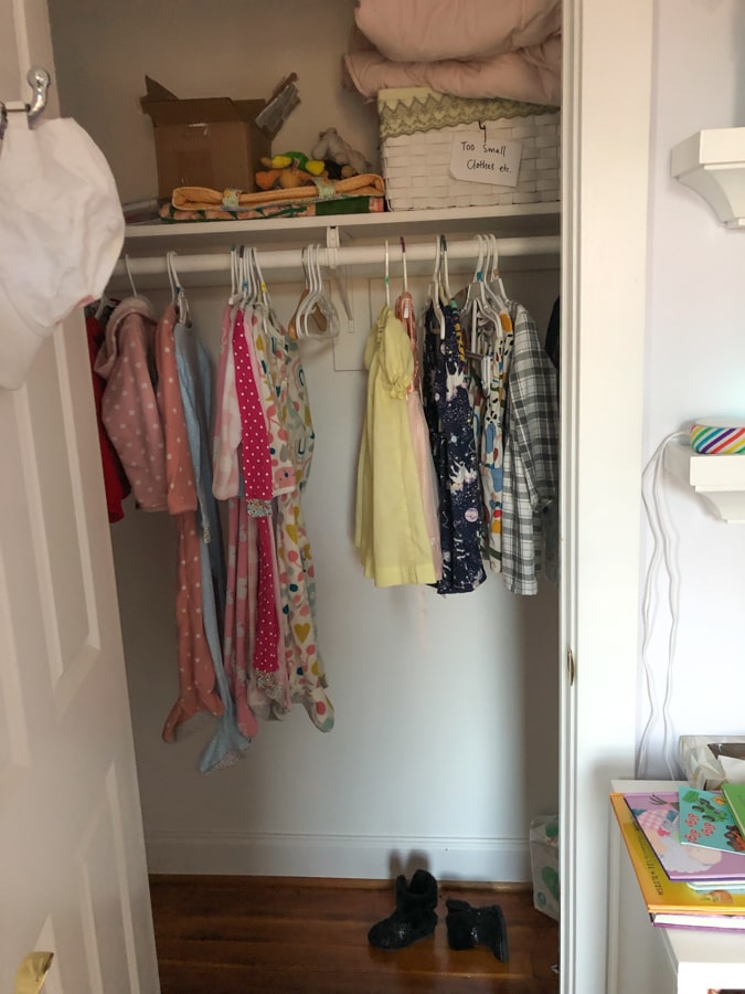 toddler closet before update