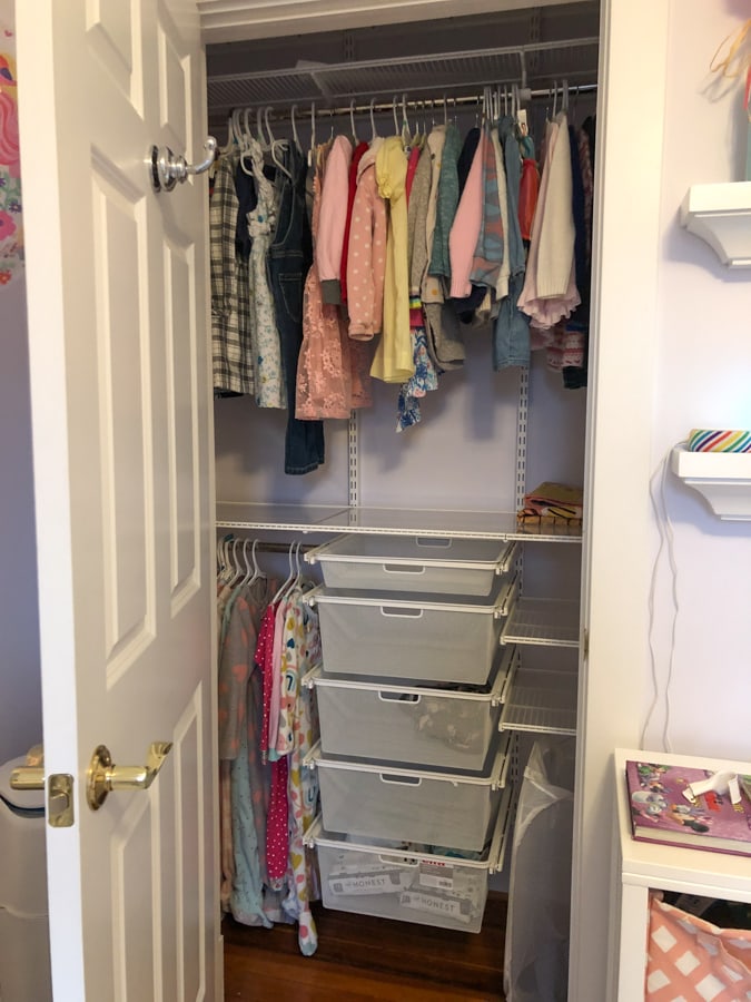 toddler closet after update with elfa