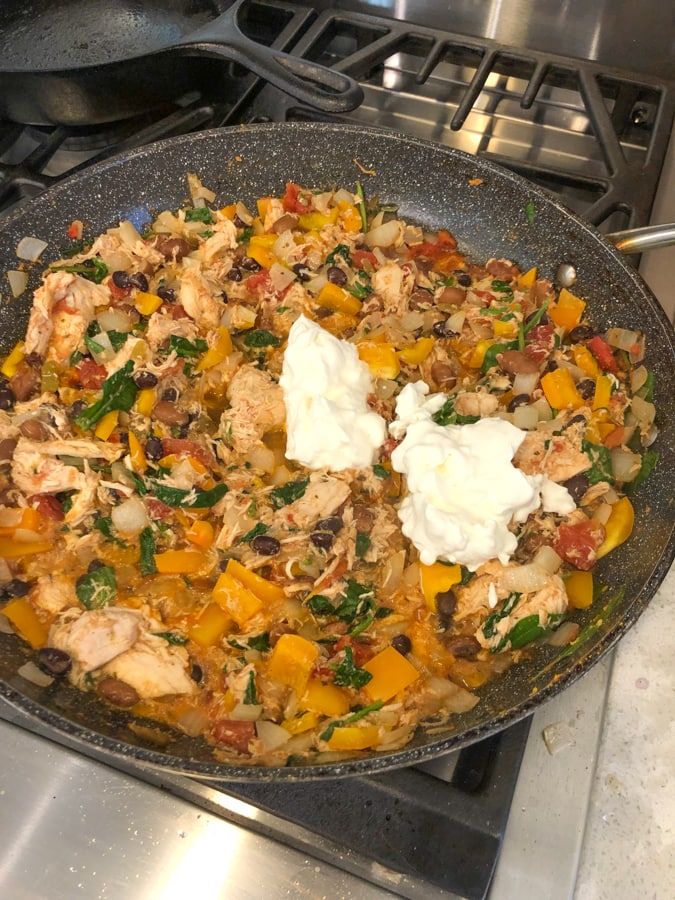 filling for chicken and veggie enchiladas