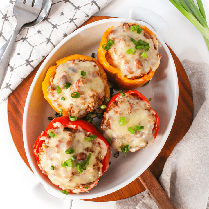 25-Minute Instant Pot Stuffed Peppers with Ground Turkey & Rice