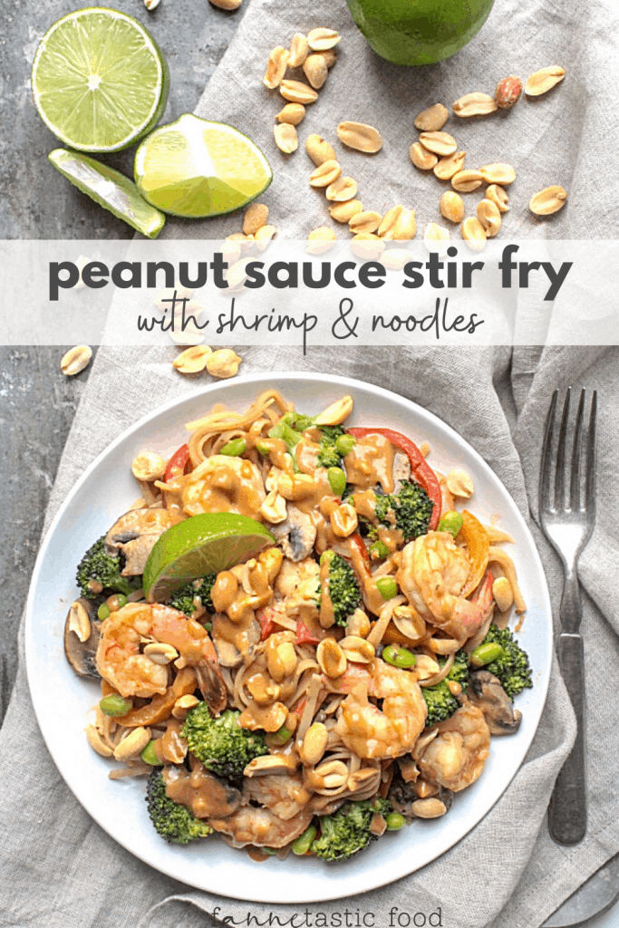 peanut sauce stir fry with shrimp and noodles