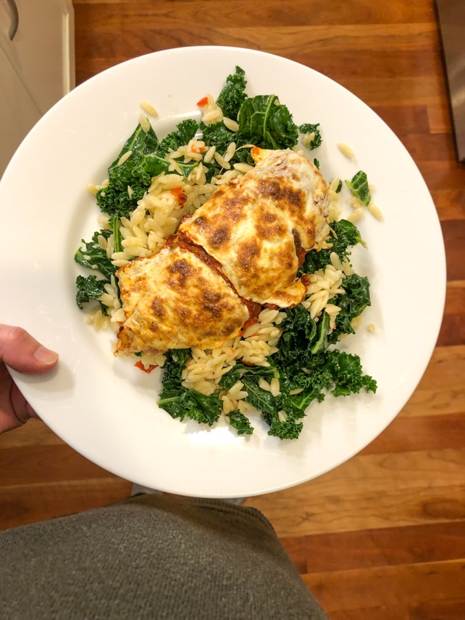 chicken with kale and orzo