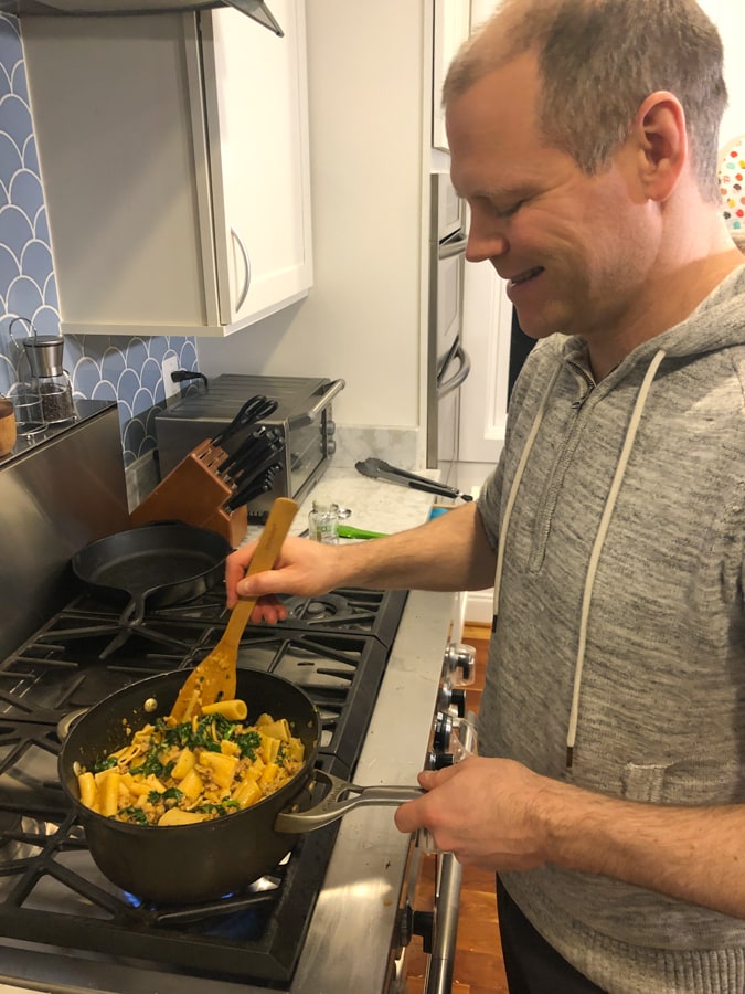 matt making dinner