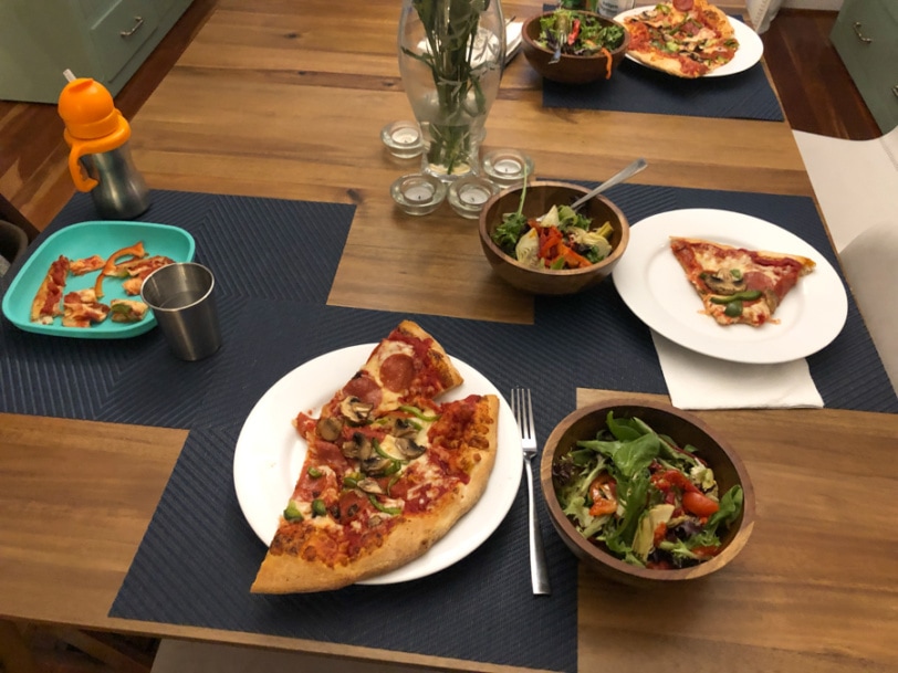 pizza and salad