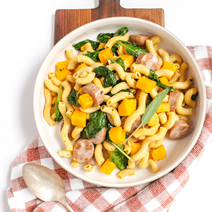 Easy Chicken Sausage & Butternut Squash Pasta with Sage Butter