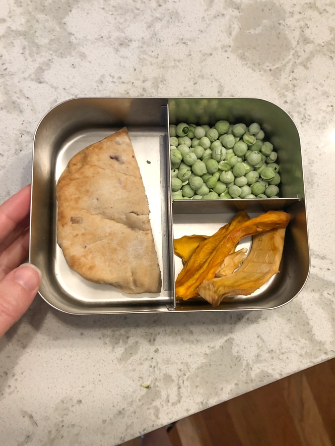 morning round, dried mango, dried peas