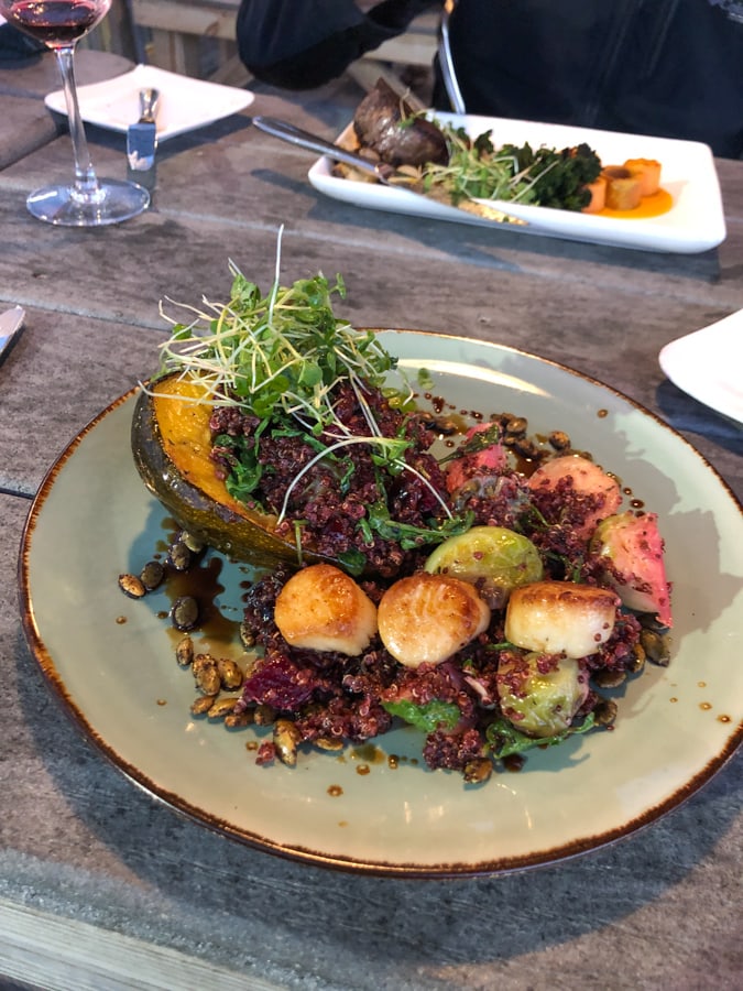 quinoa dish with scallops at Aqua restaurant in Duck NC