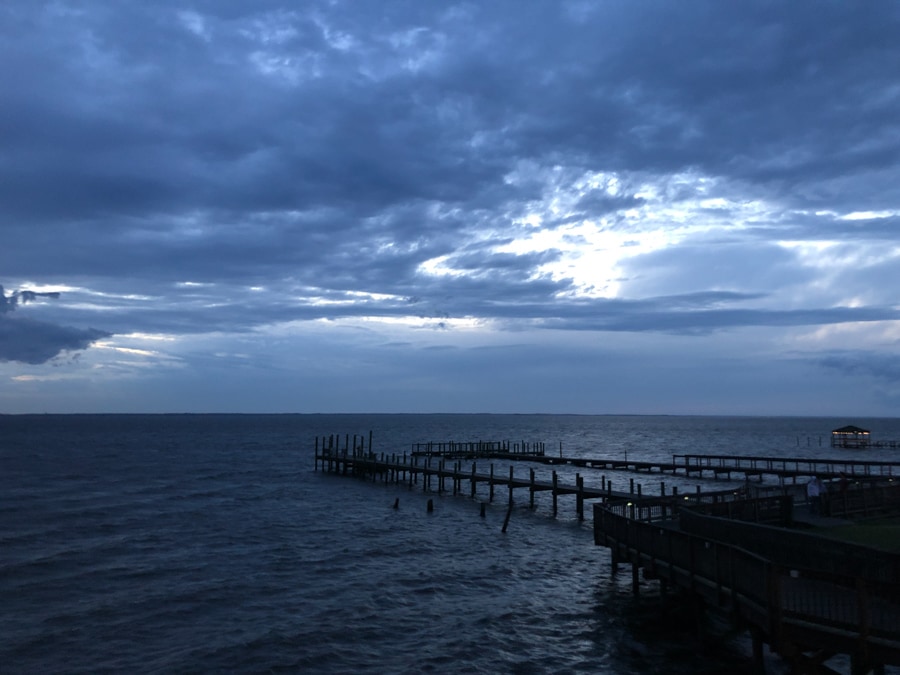 stormy skies over the boardwalk in Duck NC