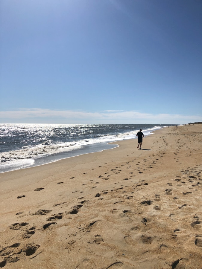 going for a run on the beach in duck nc